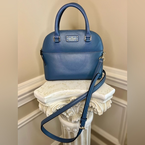 Kate Spade Grove Street Mini Carli Handbag Shoulder Bag 2Way Leather Blue /Ak12 - Picture 2 of 9